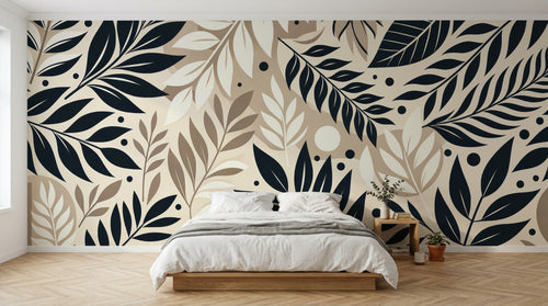 Design A0019 — Papier peint Botanique Feuilles Sombres — Novomur