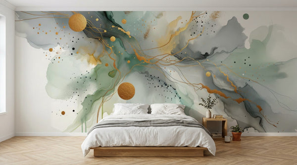 variant:A0035 | chambre_01_platform已做 — Geste Pictural Gris Perle — papier peint Novomur