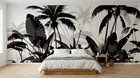 Design A0059 — Papier peint Palmier Tropical Noir et Blanc — Novomur