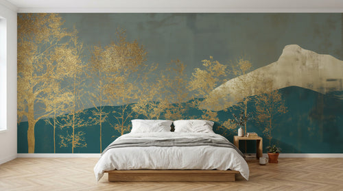 Design A0079 — Papier peint Palmier Tropical Doré Luxe - Collection 1 — Novomur