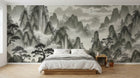 Design A0097 — Papier peint Asie Encre Noire Pagode — Novomur