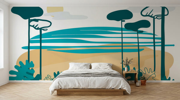 variant:A0130 | chambre_01_platform已做 — Composition Moderne Gris Perle — papier peint Novomur