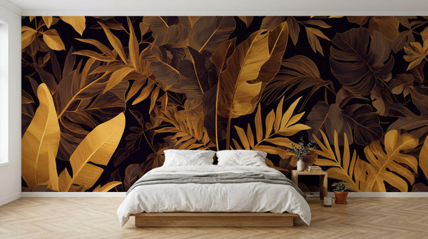 Papier peint Palmier Tropical Doré Luxe - Collection 2 - Sur mesure