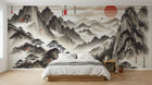 Design A0147 — Papier peint Asie Encre Noire Pagode — Novomur