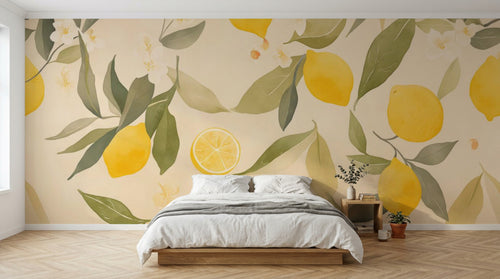 Papier peint Fruits Agrumes Beige - Sur mesure - Design A0180