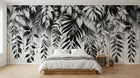 Design A0323 — Papier peint Palmier Tropical Noir et Blanc — Novomur