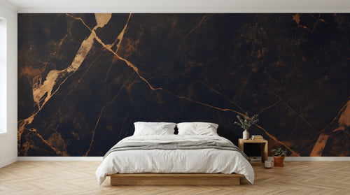 Design A0825 — Papier peint Marbre Noir et Or Luxe - Collection 1 — Novomur