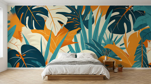 Design A0875 — Papier peint Palmier Tropical Doré Luxe - Collection 2 — Novomur