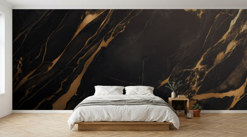 Design A0907 — Papier peint Marbre Noir et Or Luxe - Collection 1 — Novomur