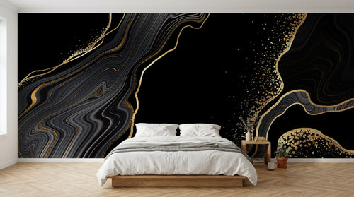 Design C0313 — Papier peint Marbre Noir et Or Luxe - Collection 1 — Novomur