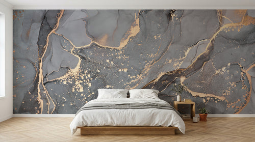 Design D0370 — Papier peint Marbre Noir et Or Luxe - Collection 2 — Novomur