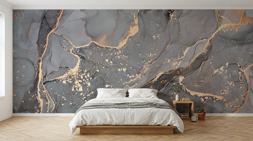 Design D0370 — Papier peint Marbre Noir et Or Luxe - Collection 2 — Novomur