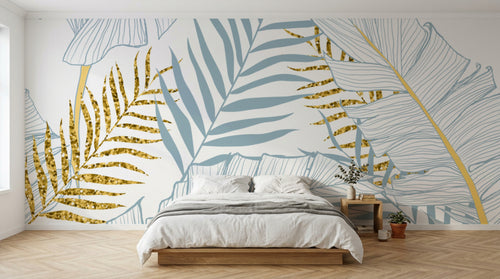 Design D0837 — Papier peint Palmier Tropical Doré Luxe - Collection 1 — Novomur