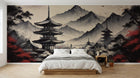 Design F0169 — Papier peint Asie Encre Noire Pagode — Novomur
