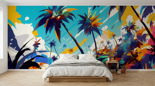 Design F0936 — Papier peint Palmier Tropical Pop Art Vif — Novomur
