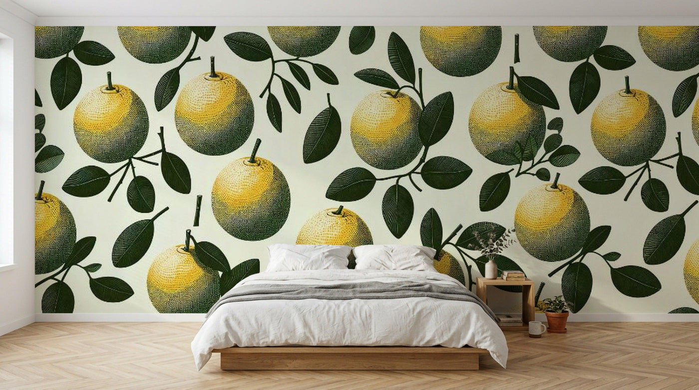 Papier peint Fruits Agrumes Beige - Sur mesure - Design F0994