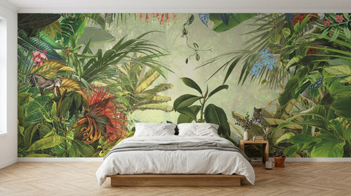 Design L1084 — Papier peint Jungle Enfant Tigre & Singes — Novomur