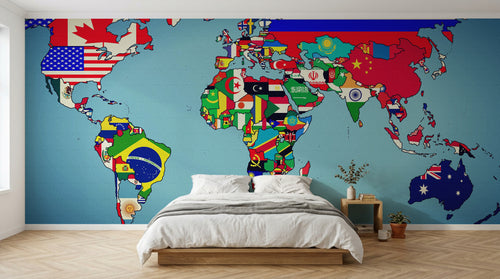 Design SD0368 — Papier peint Carte du Monde — Novomur