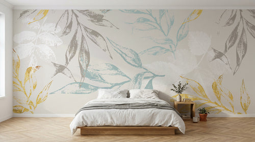 Design SK0115 — Papier peint Botanique Feuilles Dorées — Novomur