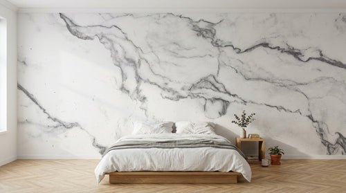 Design SK0271 — Papier peint Marbre Blanc Classique - Collection 2 — Novomur