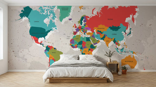 Design SK0450 — Papier peint Carte du Monde — Novomur