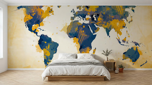 Design SK0872 — Papier peint Carte du Monde — Novomur