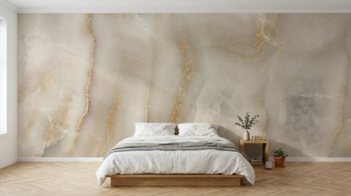 Design SL0023 — Papier peint Marbre onyx beige veines marron — Novomur