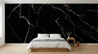 Design SL0145 — Papier peint Marbre noir veines blanches dorees — Novomur