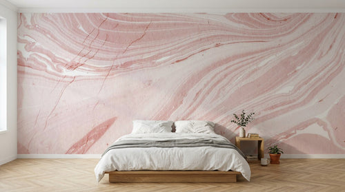 Design SL0185 — Papier peint Marbre rose tourbillon veines blanches — Novomur