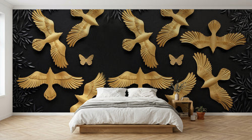 Design SL0194 — Papier peint Art Déco Éventails et Or - Collection 1 — Novomur