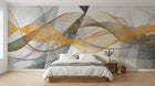 Design SL0230 — Papier peint Vagues dorees orange fond gris geometrique — Novomur