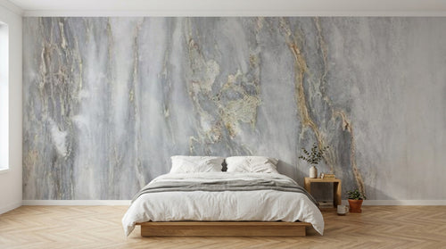 Design SL0251 — Papier peint Marbre gris beige veines dorees — Novomur