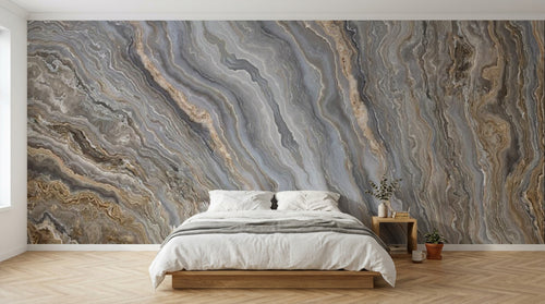 Design SL0254 — Papier peint Marbre onyx beige gris veines marron — Novomur