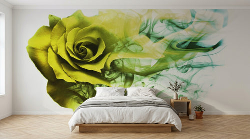 Design SL0269 — Papier peint Rose jaune fumee coloree abstrait — Novomur