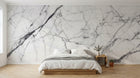 Design SL0394 — Papier peint Marbre Carrara blanc veines grises classique — Novomur