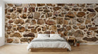 Design SL0494 — Papier peint Mur pierres rustiques marron beige — Novomur