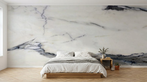 Design SL0552 — Papier peint Marbre Calacatta blanc veines noires — Novomur