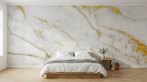 Design SL0587 — Papier peint Marbre blanc veines dorees Calacatta or — Novomur