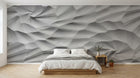 Design SL0607 — Papier peint Relief 3D blanc plisse origami — Novomur