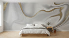 Design SL0613 — Papier peint Marbre liquide blanc veines dorees relief — Novomur