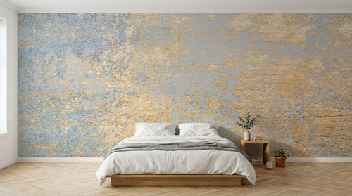 Design SL0687 — Papier peint Texture or bleu pastel eclaboussures grunge — Novomur