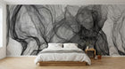Design SL0695 — Papier peint Voiles noirs translucides fond blanc — Novomur