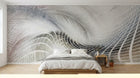 Design SL0700 — Papier peint Vagues lignes spirale fluide gris — Novomur