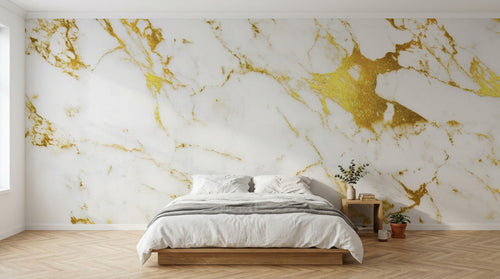 Design SL0802 — Papier peint Marbre Calacatta or veines dorees — Novomur