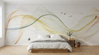 Design ZX0489 — Papier peint Vagues fluides multicolores oiseaux marbre — Novomur