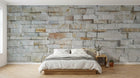 Design ZX0525 — Papier peint Mur pierres beige blanc empilees — Novomur