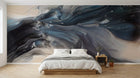 Design ZX0579 — Papier peint Vagues bleu marine fluid art beige — Novomur
