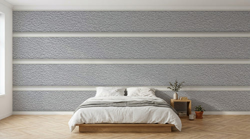 Design ZX0592 — Papier peint Bandes horizontales blanches gris texturees — Novomur