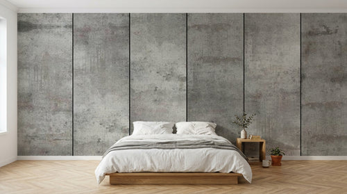 Design ZX0766 — Papier peint Panneaux beton gris bandes industriel — Novomur