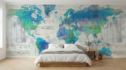 Design ZX0797 — Papier peint Carte du Monde — Novomur